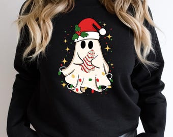 Retro Ghost Santa Sweatshirt, Christmas Sweater