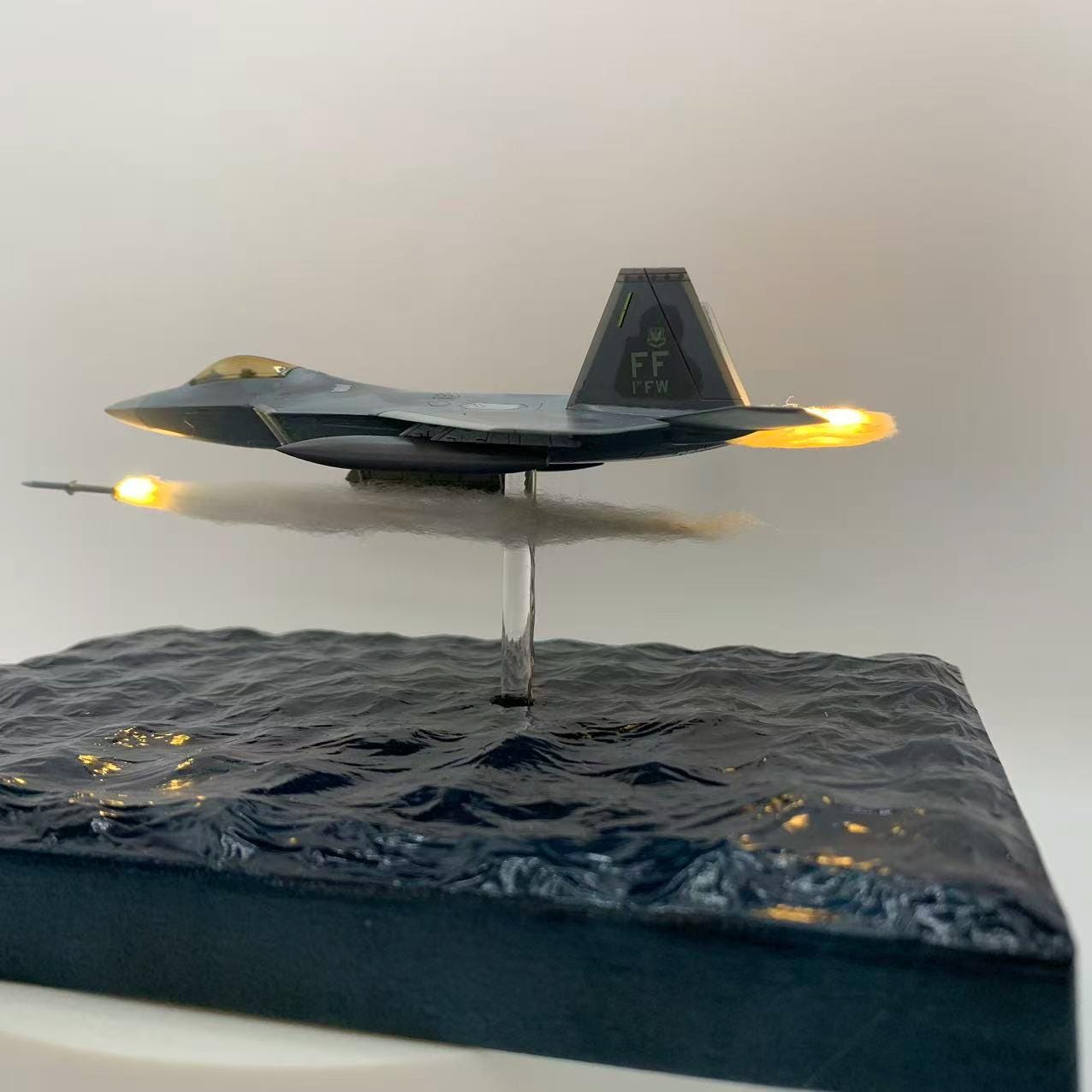 F 22 Raptor Display Model Custom F-22 Raptor Diorama 1:144 With LED Missile Launch Display Model ...