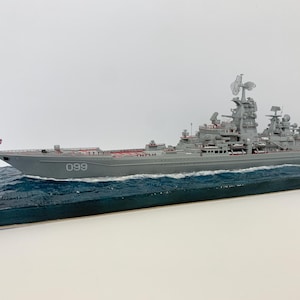 1/700 Scale Russian Pyotr Velikiy Battle Cruiser Model with Helicopter and Ocean base | Kirov Class Cruiser| Free Custom Letters and Numbers