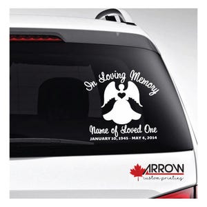 In Loving Memory Decal – Angel Wings Memorial Car Sticker – Custom Colors & Sizes Available – Vinyl Decal for Cars, Windows, Memorial