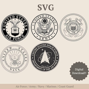 Military Logo SVG Bundle, Space Force Army svg Navy Coast Guard svg Air Force, laser ready, vector, Digital Download, Seal, emblem, cricut