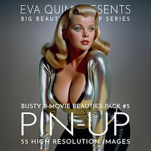 Bystiga B-filmsskönheter Bildpaket #5: 55 kurerade, AI-genererade, handmålade och retuscherade retro rocket pin-tjejer