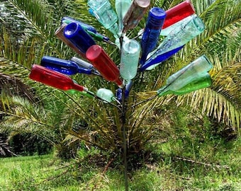 Big 28 BOTTLE TREE Garden Art Lawn Wine Decor Stake USA