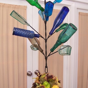 Hanging Wine BOTTLE TREE - Yard, Garden, or Porch - Holds 12 Bottles