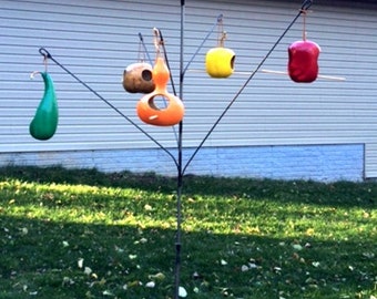 Backyard garden Bird-feeder Hanger Birdhouse (Bottle tree style) Made in USA -- New Item !!