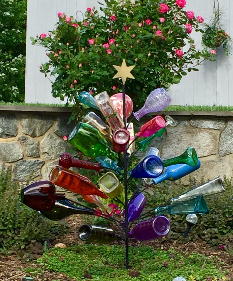 Christmas BOTTLE TREE Holds 26 Wine Bottles Yard Garden Decor Etsy