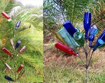 USA Made -Combo Deal (2)-- 13 BOTTLE TREE 6 ft.yard and Mini 16- combo deal --Free Ship-- Wine art decor