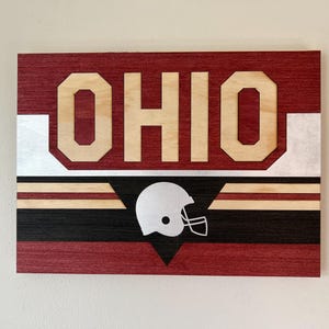 Ohio Wall Art - Home Decor, Retro Ohio Football Sign, Columbus Football Sign, Ohio Gift, Wooden Sign