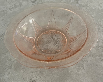 Vintage Pink Depression Glas Servierschüssel Hazel Atlas Royal Lace 10 ”