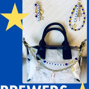Brewers Bag Charm | Baseball Keychain Zipper Pull | Baseball Fan Gift | Choose Your Team & Size | Handmade Sports Accessory