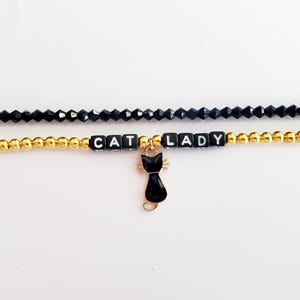 Cat Lover Black & Gold Bracelet Set