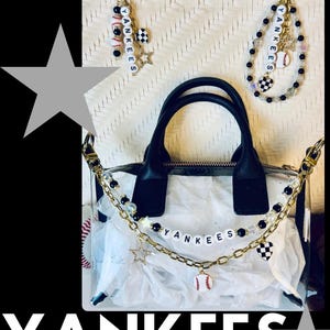 Yankees-tashanger | Honkbal sleutelhanger met ritssluiting | Cadeau honkbalfan | Kies je team en maat | Handgemaakt sportaccessoire