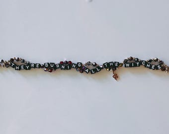 They’re Burning All the Witches Bracelet – Double Layer Beaded Bracelet, Feminist Statement Jewelry, Handmade Gift