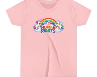 Big Fan of Human Rights T-Shirt, Kids Human Rights Shirt, Rainbow Unicorns Humanity Shirt