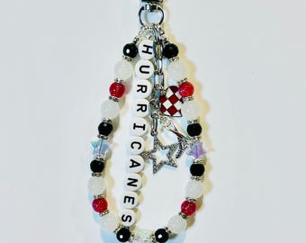Hockey Team Bag Charm – Oilers, Stars, Hurricanes, Blues, Custom Sports Charms, Hockey Keychain