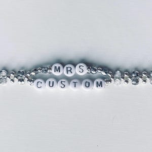 MRS Custom Name Woven Bracelet – Handmade Seed Bead Bride Bracelet with Clasp, Bridal Shower or Engagement Gift