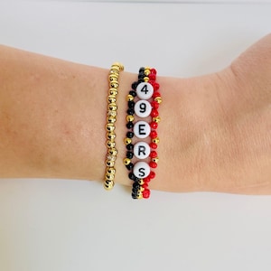 49ers Football Woven, Beaded Bracelet, Seed Bead Jewelry, Handmade Game Day Gift
