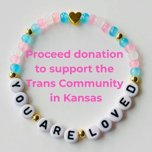 Trans Support Bracelet with Proceed Donation, Handmade Ally Jewelry, LGBTQIA+ Support