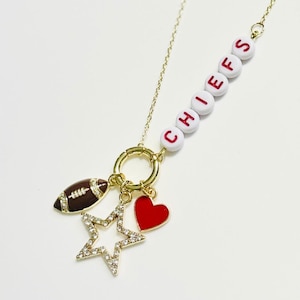 KC Football Heart Charm Necklace