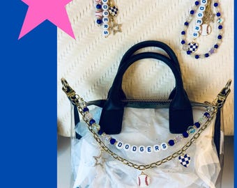 Handmade Dodgers Bag Charm | Baseball Fan Accessory (Choose Size)