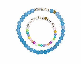 Dad & Daughter Matching Bracelet Set – Custom Beaded Matching Jewelry | Daddy’s Girl Bracelet| Personalized Gift for Dad | Father’s Day Gift