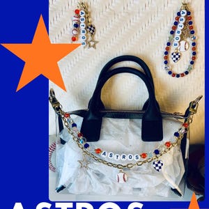 Astros Bag Charm | Baseball Keychain Zipper Pull | Baseball Fan Gift | Choose Your Team & Size | Handmade Sports Accessory