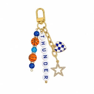 Thunder Basketball Keychain – Blue Beaded Keychain with be Star and Heart Charms