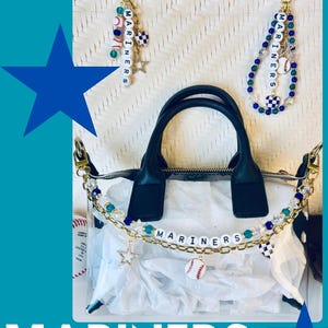 Mariners Bag Charm | Baseball Keychain Zipper Pull | Baseball Fan Gift | Choose Your Team & Size | Handmade Sports Accessory