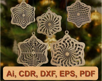 Kinetische Schneeflocke Weihnachtsschmuck: Laser Cut Dateien (Digitaler Download)