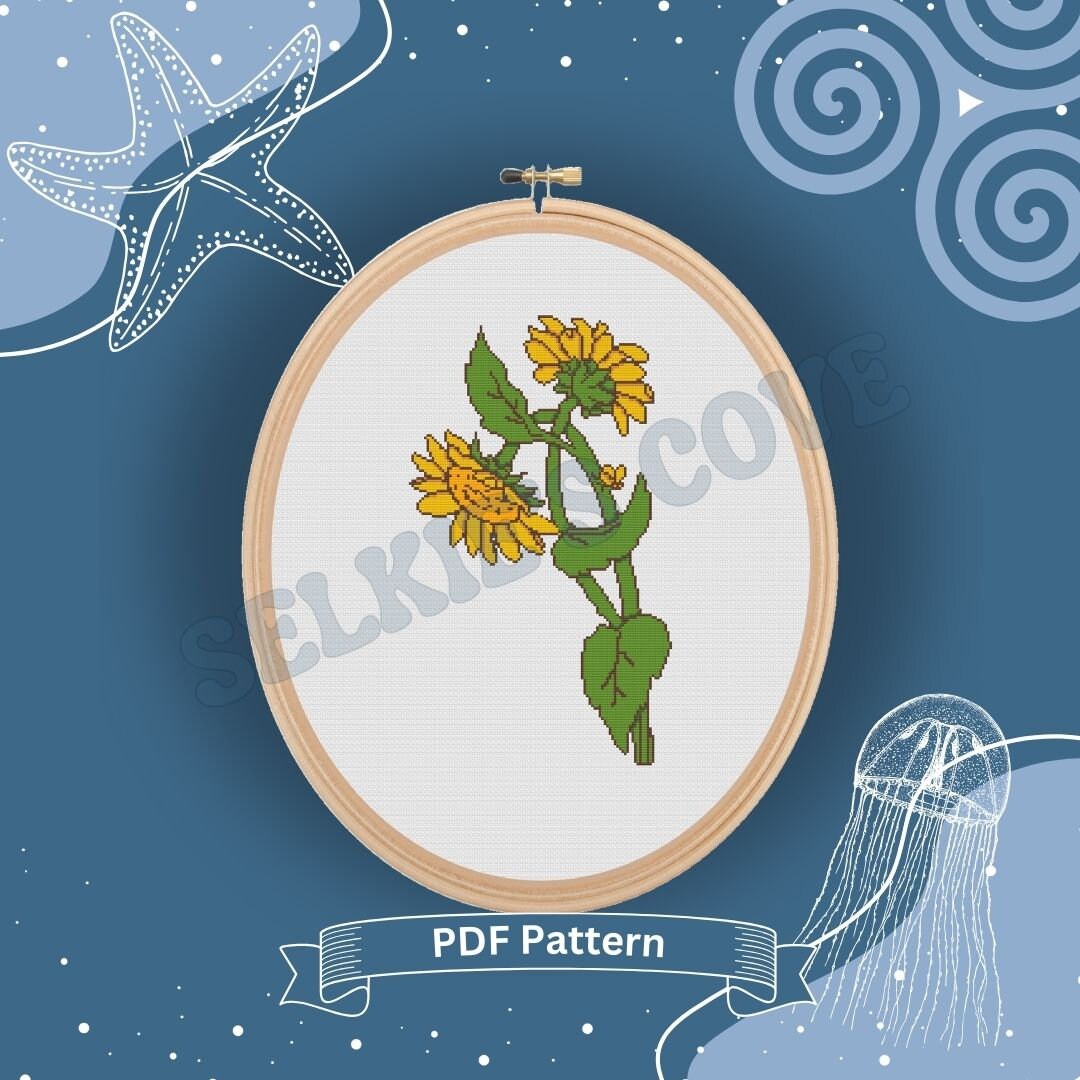 Vintage Sunflower Cross Stitch Pattern | Digital Download (PDF