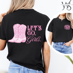Country Girl Shirt For Girly Cowgirl Boots Art Tshirt For Women Southern Tee Pink Cowboy T Shirt For Her Gift Halloween Season Fall