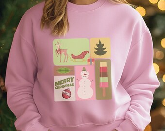Snowman Sweatshirt pink Christmas tree shirt gift for her reindeer tee shirt sleigh t shirt girly Christmas sweatshirt plus size tshirt best