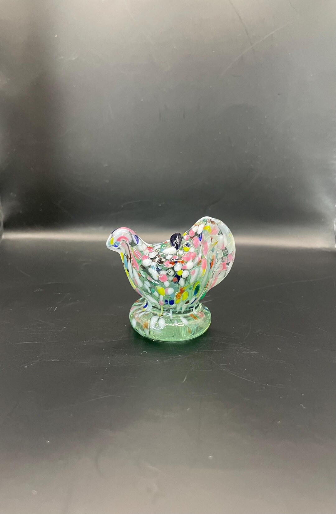 Art Glass Hen Figurine, Splatter Glass, 1940s - Etsy