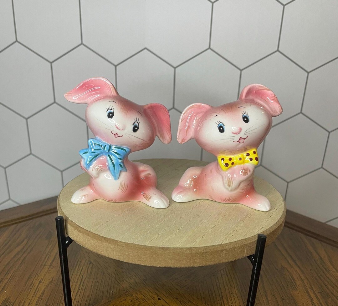 Extremely Rare/htf, MCM, Japan Anthropomorphic Pink Bunny Rabbit Salt ...