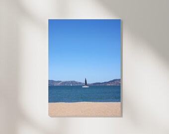 Sail Boat on San Francisco Bay Coast California, Fine Art Print, Travel Photography, Lifestyle Wall Art Home Decor, INSTANT DIGITAL DOWNLOAD