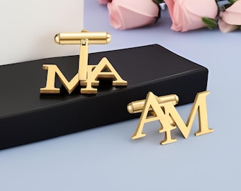 Personalized Cufflinks for Groomsmen.Men's Cufflinks,Gold Plated Initial Cufflinks.Groomsmen Proposal.Groomsman Gifts for Him