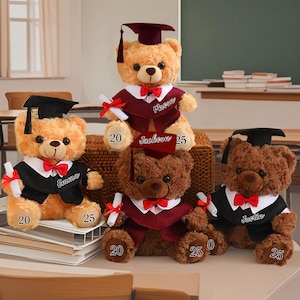 2025 Personalized Graduation Bear.class of 2025.Bear with Graduation Dress and Mortarboard.2025 Graduation Gift. gift for sons,daughters