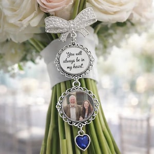 Ramo de novia personalizado, ramo de recuerdo con piedra de nacimiento, regalo para novia, accesorio para ramo con lazo.