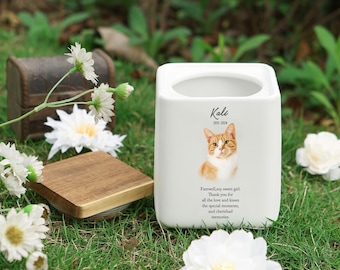 Urna para cinzas de animais de estimação com nome e foto. Urna para cães, urna para gatos. Presente de funeral para animais de estimação, presente de lembrança para animais de estimação.