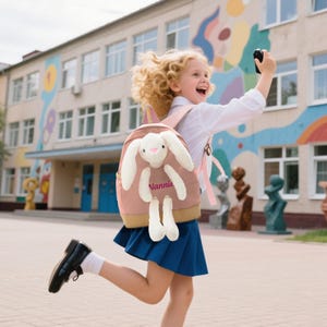 Sac à dos personnalisé pour enfants - Sac à dos pour enfants lapin. Cadeaux d'anniversaire mignons pour enfants. Rentrée scolaire, cadeaux pour filles et garçons. Sac à dos pour tout-petits