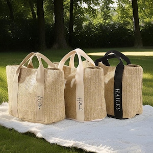 Custom Name Beach Straw Bags.Bachelorette Gifts.Summer Beach Tote Bag.Wedding Favors, Bridesmaid Proposal, Bridal Shower Bags,Burlap Tote