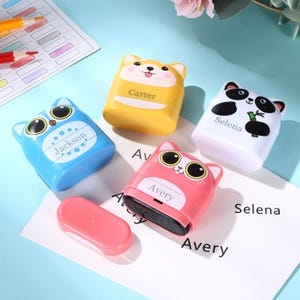 Personalized Double Clothing name stamp for school children,Custom Kids Clothes Lables.Cartoon Kid Seal Sweet for,Waterproof,Name Stamp