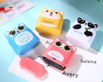 Personalized Double Clothing name stamp for school children,Custom Kids Clothes Lables.Cartoon Kid Seal Sweet for,Waterproof,Name Stamp