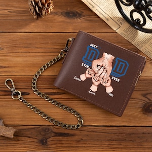 Choque de puños de papá con niños, billeteras de cuero para hombre. El mejor papá del mundo. Regalo divertido para el Día del Padre. Regalo para papá.
