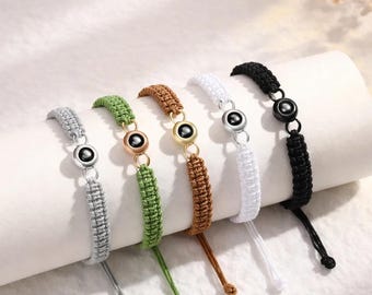 Aangepaste fotoprojectie armband. Handgemaakte projectie armband. Handgemaakte gevlochten foto armband. Vaderdagcadeaus. cadeau van dochter/vrouw