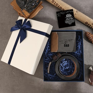 Set de regalo personalizado para el Día del Padre. Carteras de cuero para hombre con foto personalizada, cinturones de cuero para hombre, el mejor regalo para el Día del Padre. Regalo de hija/esposa.