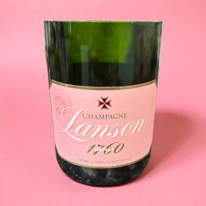 Repurposed Lanson Rose Label Brut Rosé Champagne Bottle Candle
