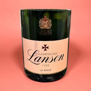 Repurposed Lanson Le Rosé Champagne Bottle Candle