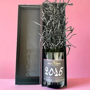 Repurposed Moët & Chandon 2015 Grand Vintage Rosé Champagne Bottle Candle Witb Box