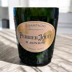 Repurposed Perrier Jouët Champagne Bottle Candle